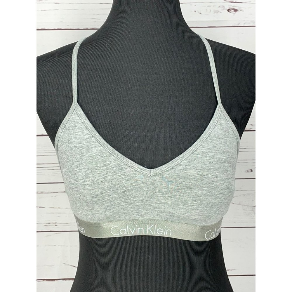 Calvin Klein Heather Gray T Shaped Racerback Size Large Motive Cotton‎ Bralette